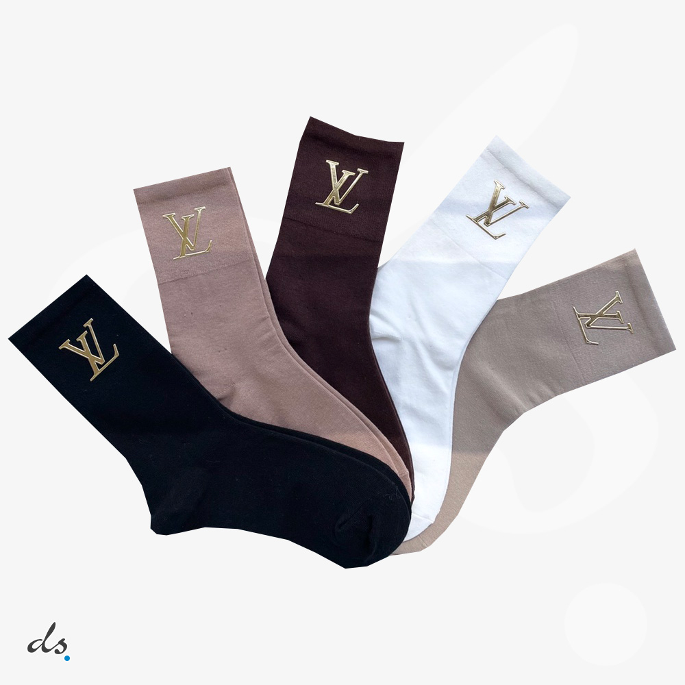 amizing offer LOUIS VUITTON ONE BOX AND FIVE PAIRS HIGH LENGTH SOCKS