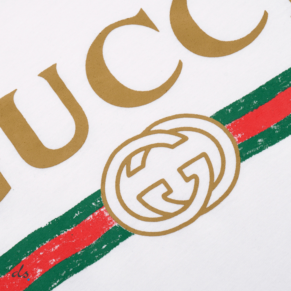 Gucci  Oversize washed T-shirt with Gucci logo White (4)