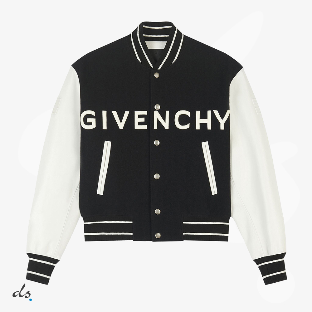 amizing offer GIVENCHY bomber in wool and leather Black