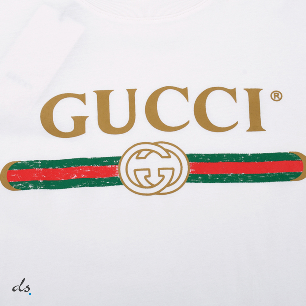 Gucci  Oversize washed T-shirt with Gucci logo White (2)