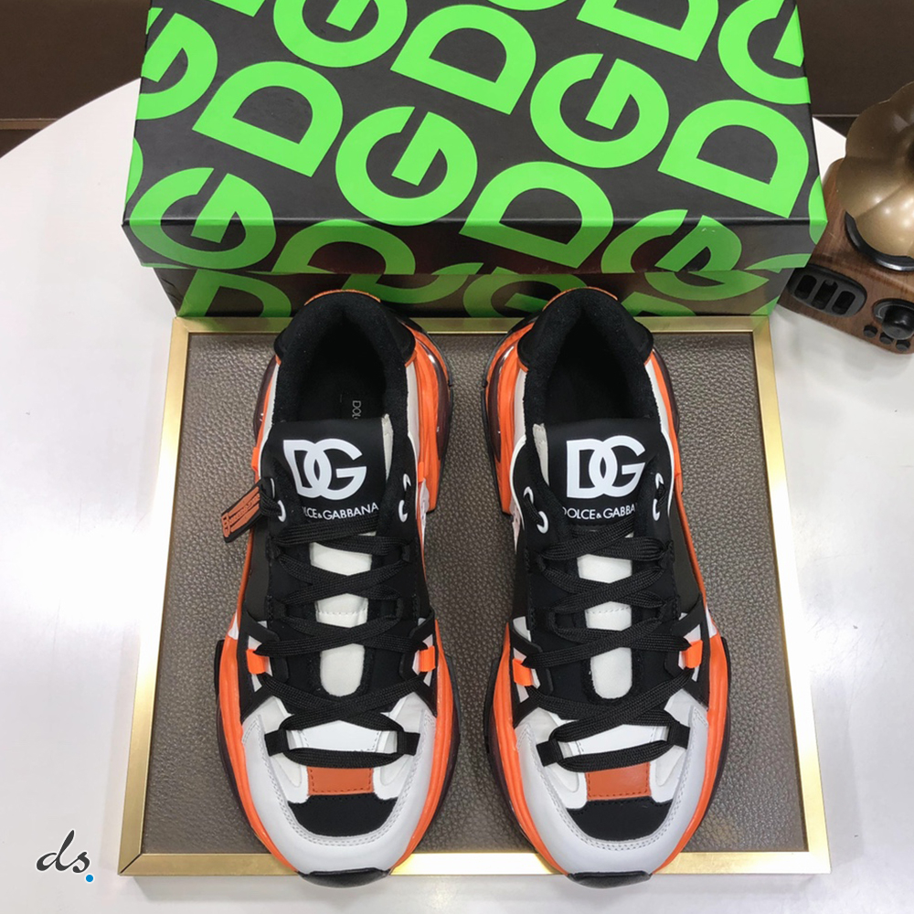 Dolce & Gabbana D&G Mixed-material Airmaster sneakers Black and Orange (3)