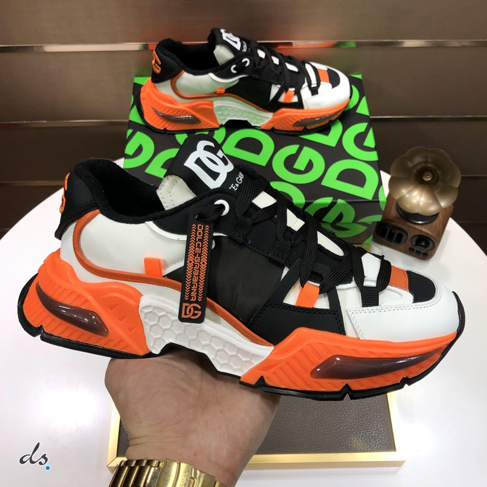 Dolce & Gabbana D&G Mixed-material Airmaster sneakers Black and Orange (2)