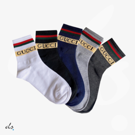 GUCCI ONE BOX AND FIVE PAIRS CLASSIC MID LENGTH SOCKS