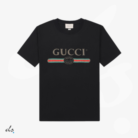 Gucci  Oversize washed T-shirt with Gucci logo Black