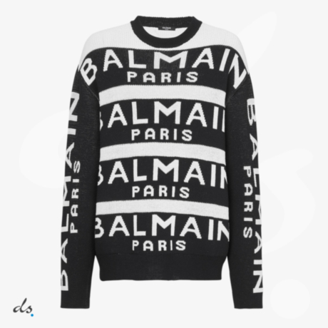balmain Sweater embroidered with Balmain Paris logo Black