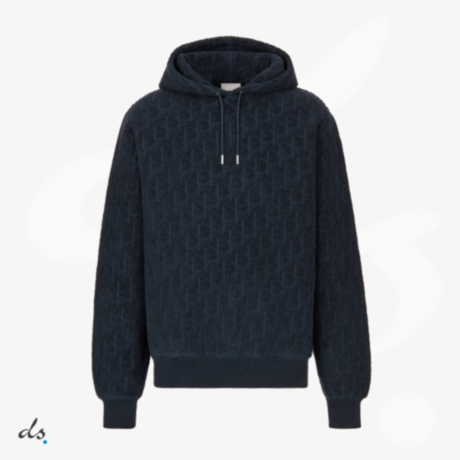DIOR OBLIQUE HOODED SWEATSHIRT RELAXED FIT NAVY BLUE