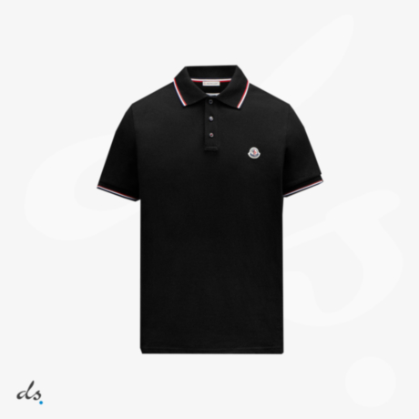 Moncler Logo Polo Shirt Black With Tricolor Accents