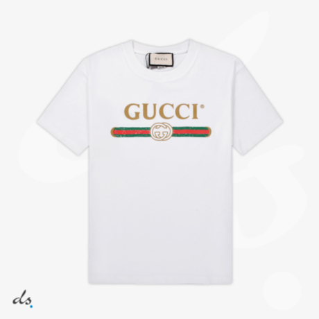 Gucci  Oversize washed T-shirt with Gucci logo White