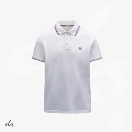 Moncler Logo Polo Shirt White With Tricolor Accents