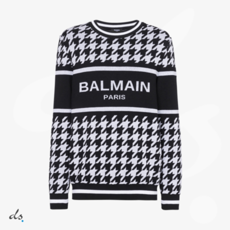 Balmain Houndstooth-patterned wool sweater