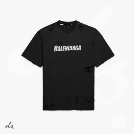 BALENCIAGA DESTROYED T-SHIRT BOXY FIT IN BLACK