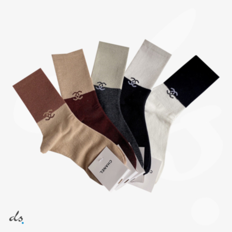 CHANEL ONE BOX AND FOUR PAIRS CLASSIC HIGH LENGTH SOCKS